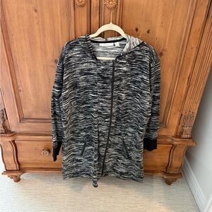 Sejour Black and Gray Women's zip up Jacket with hood .